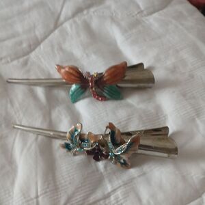Elegant Silver and Multicolor Butterfly Hair Clips